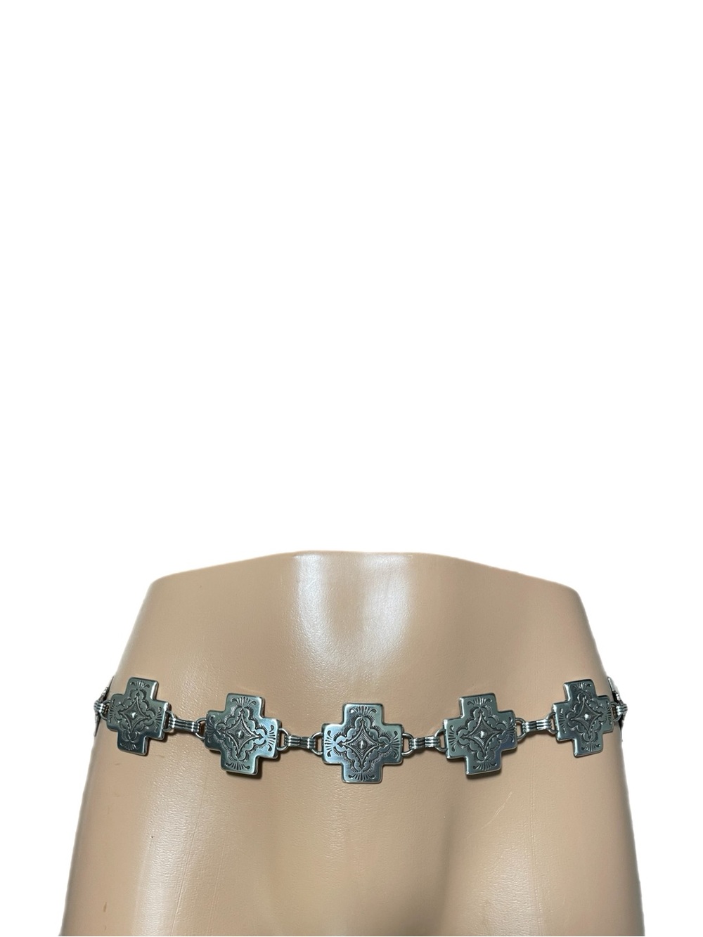Vintage 1996 Tony Lama Black Nizhoni Cross Leather Belt - Picture 4 of 6